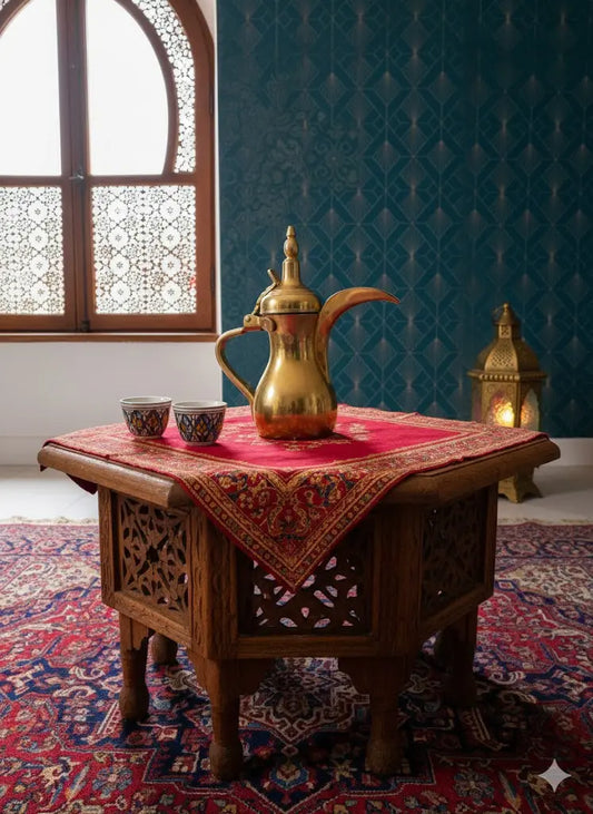 Cafetière orientale Dallah – cuivre ou laiton, symbole arabe gravé, 15 cm, vintage-{{shop name}}