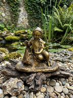 Statuette en Bronze. Jeune garçon Sur Un Rocher - Sculpture Art du XIXe Siècle Antique 12cm
