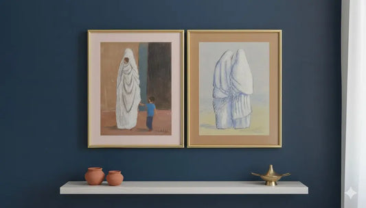 Ecole Orientaliste moderne, paire de pastels. Signées. Encadrées et sous verre.-{{shop name}}