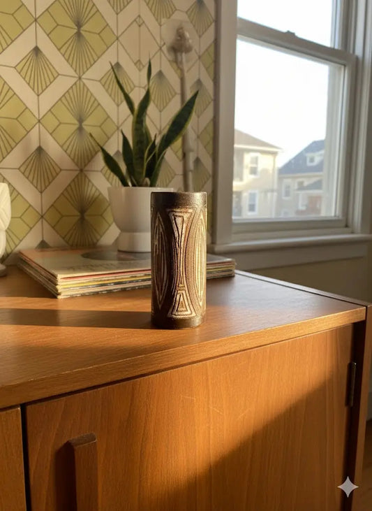 Vase signé Alexandre Kostanda, céramique de Vallauris, années 60, vase rouleau.-{{shop name}}