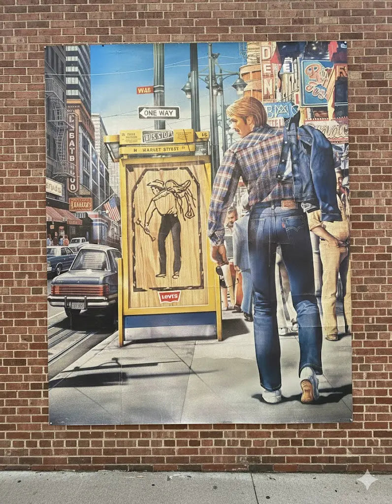 Affiche publicitaire Levi's signée Claude Trouche – Vintage années 80, rare-{{shop name}}