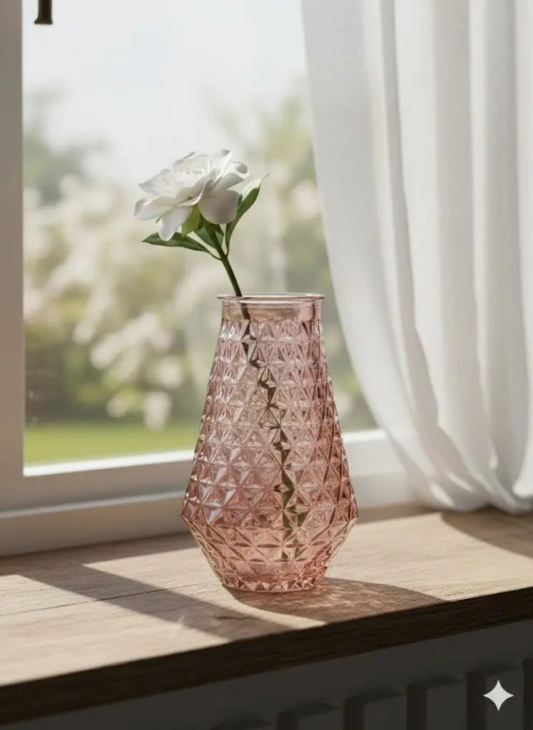 Vase ancien en verre moulé des années 70. Parme alvéolé.-{{shop name}}