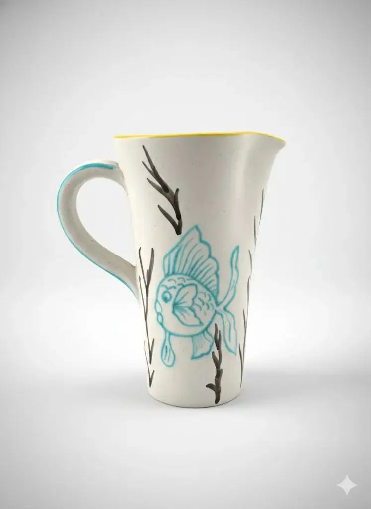 Pichet Vallauris Rare Années 70 Moderne Céramique Émaillée Signé Vintage-{{shop name}}