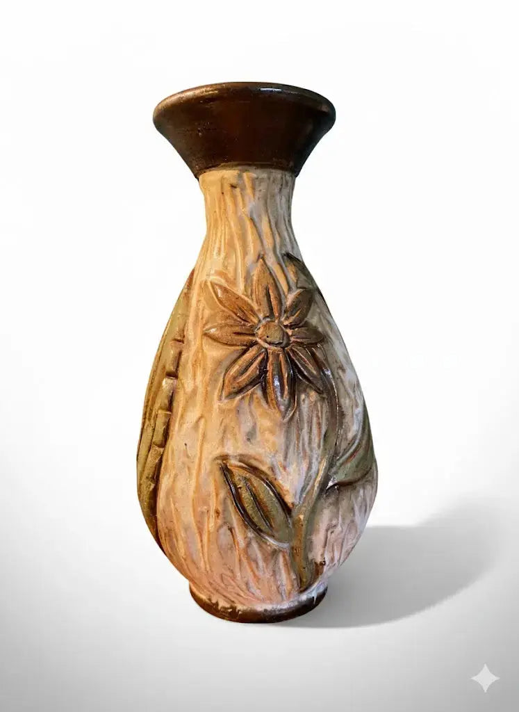 Vase signé, céramique du début XXème, à Décor de fleurs. Signé LOSSON. - Antiquités de France