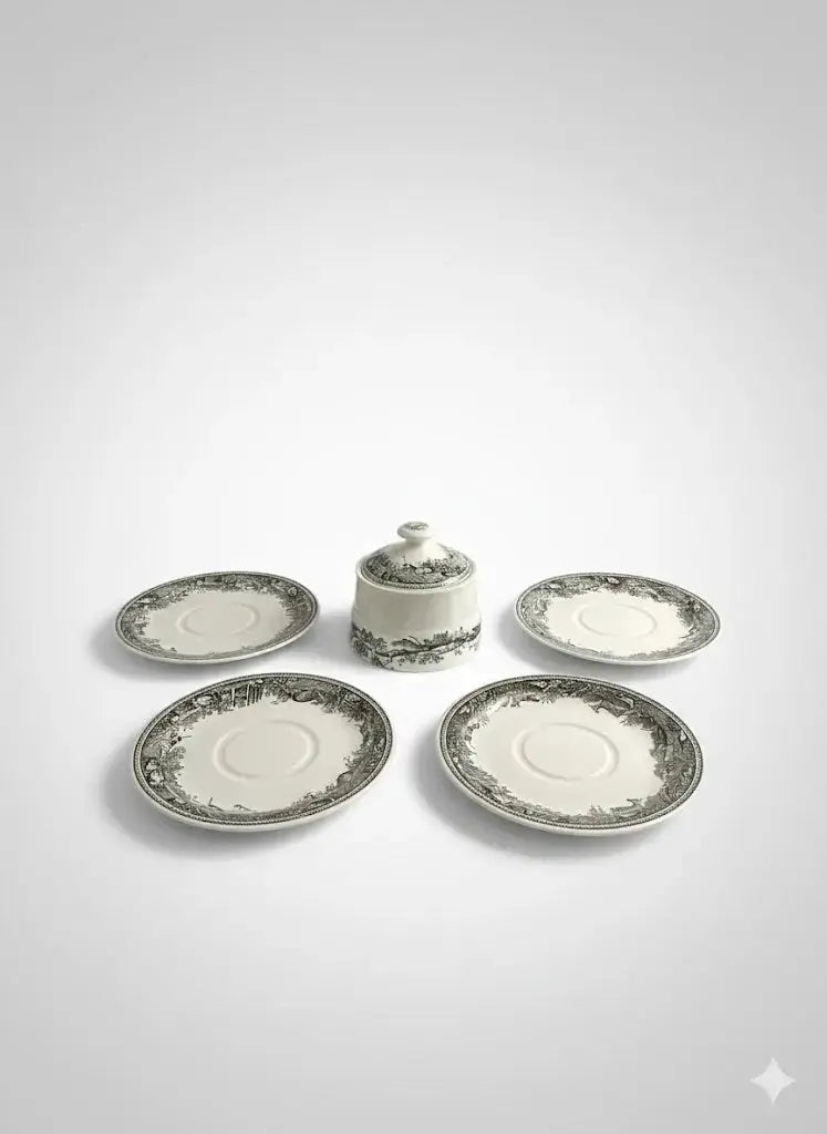 VILLEROY ET BOCH, sous-tasses, SUCRIER à couvert, collection Artemis, début XXe.-{{shop name}}