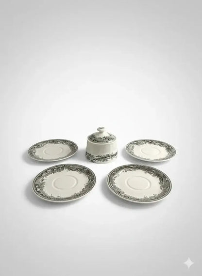 VILLEROY ET BOCH, sous-tasses, SUCRIER à couvert, collection Artemis, début XXe.-{{shop name}}