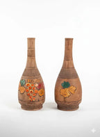 Anciens vases en terre cuite émaillée, école Italienne Romacréa, 1950. Forme bouteille.-{{shop name}}