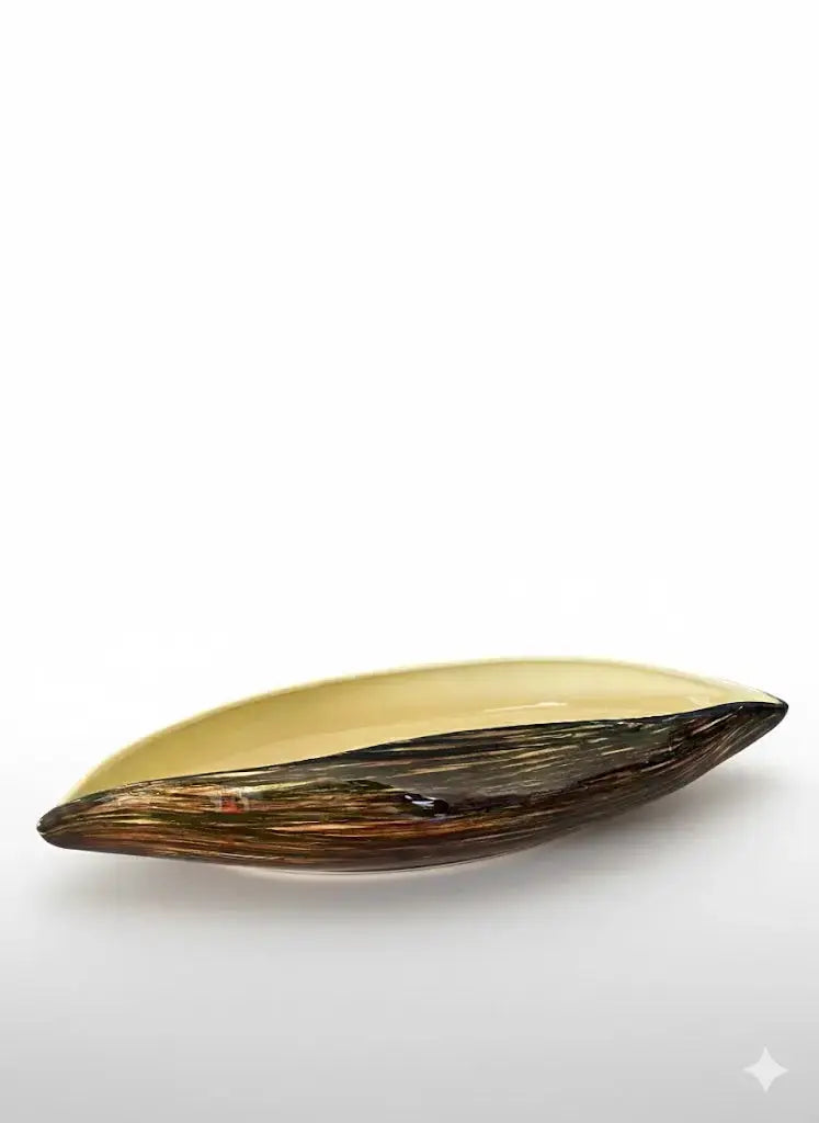 Grande coupe vintage St Clément, centre de table, forme Pirogue 51 cm, 1950/1960 - Antiquités de France