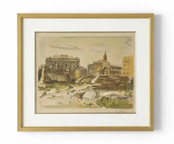 Lithographie signée Yves Brayer, Poussière du temps, numérotée, encadré/verre-{{shop name}}