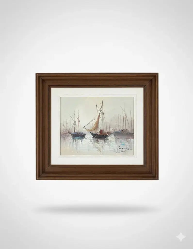 Huile sur toile marine bretonne années 50 – Tableau signé Segrelles – Peinture vintage littoral-{{shop name}}
