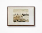 Lithographie marine signée Robert Yan 1982, numérotée, Bretagne, encadrée sous verre - Antiquités de France