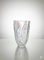 Vase Art Déco – décor tulipes parmes opalescentes, splendide, 25 cm H, excellent-{{shop name}}