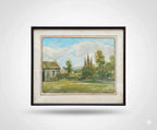 Tableau ancien signé Ferdinand Cochard, encadrée sous verre, début XXème, peinture Aquarelle-{{shop name}}