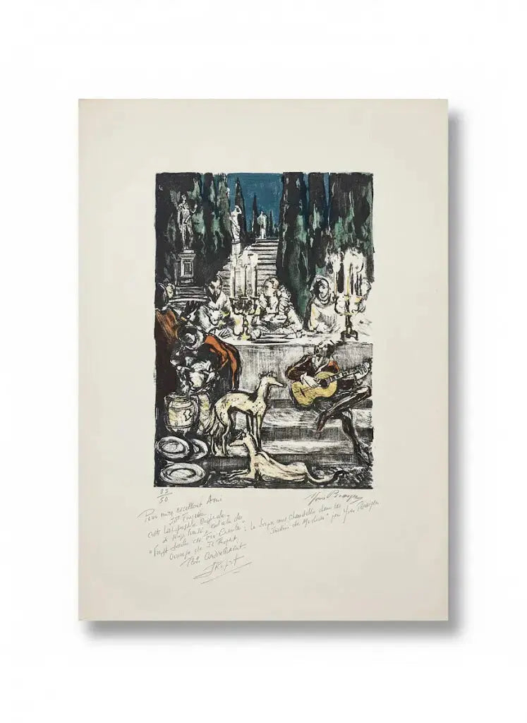 Lithographie Yves Brayer, signée, et dédicacée. Pièce unique d'exception intitulée Médicis.-{{shop name}}
