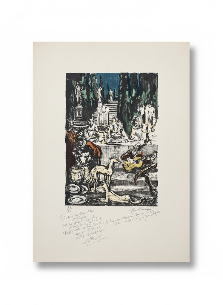 Lithographie Yves Brayer, signée, et dédicacée. Pièce unique d'exception intitulée Médicis.-{{shop name}}