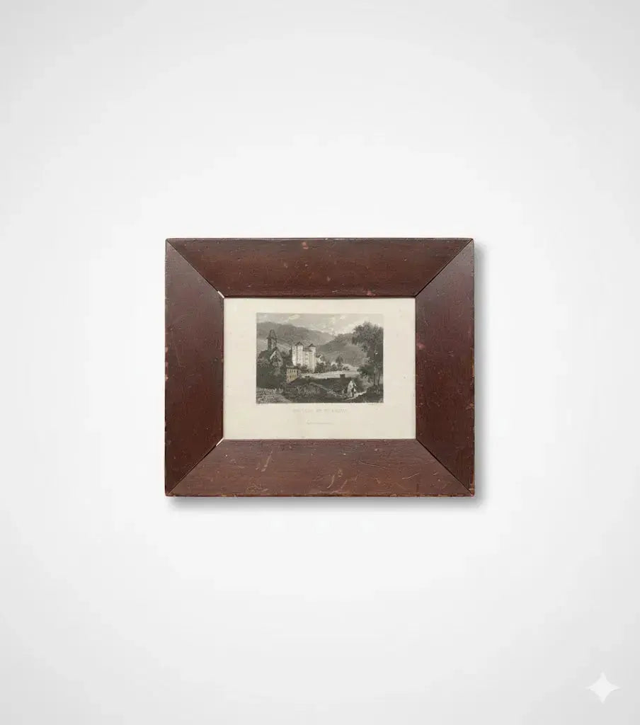 Gravure signée XIXème siècle, encadrée, sous verre. Château de St Point en Soane et Loire. - Antiquités de France