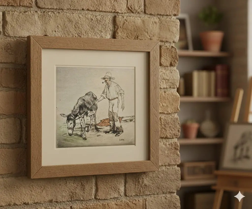 Lithographie Armand Coussens L’Âne et Son Meneur 4/100 24x28 cm Encadrée-{{shop name}}