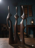 Art africain vintage, Sculpture ancienne En Bois, femmes aux formes stylisées-{{shop name}}