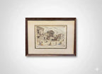 Lithographie originale H. Coulon – place à Montpellier, Art Déco, 25x18 cm, signée - Antiquités de France