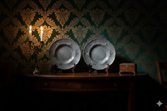 Plateaux en étain très rare, époque art nouveau, signés et numérotés.-{{shop name}}