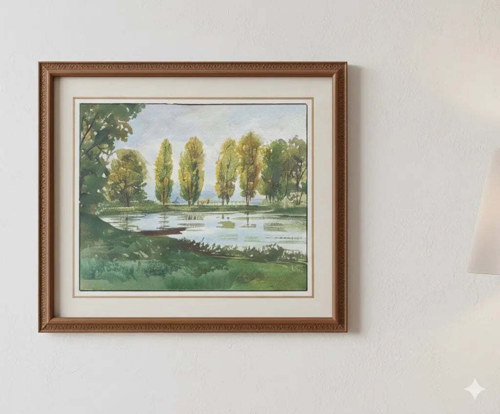 Tableau ancien signé F. Cochard, encadrée sous verre, du début XXème, peinte à l'Aquarelle.-{{shop name}}