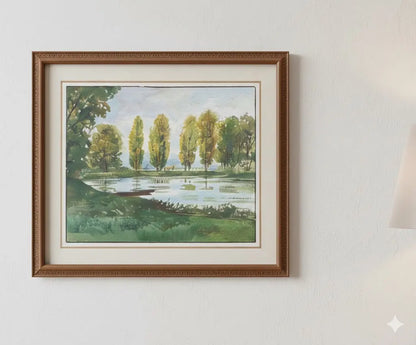 Tableau ancien signé F. Cochard, encadrée sous verre, du début XXème, peinte à l'Aquarelle.-{{shop name}}