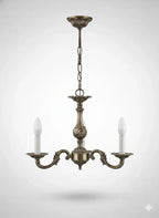 Lustre style Louis XVI, XXe 3 branches décor rocailles, superbe et fonctionnel.-{{shop name}}