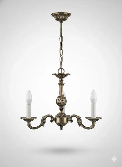 Lustre style Louis XVI, XXe 3 branches décor rocailles, superbe et fonctionnel.-{{shop name}}