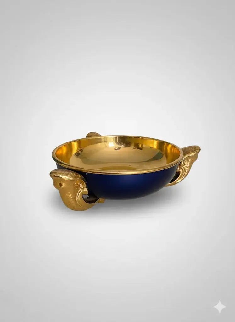Centre de table Art Déco, orné de motifs en trompe-l'œil, doré à l'or fin et au bleu, 1920 - Antiquités de France