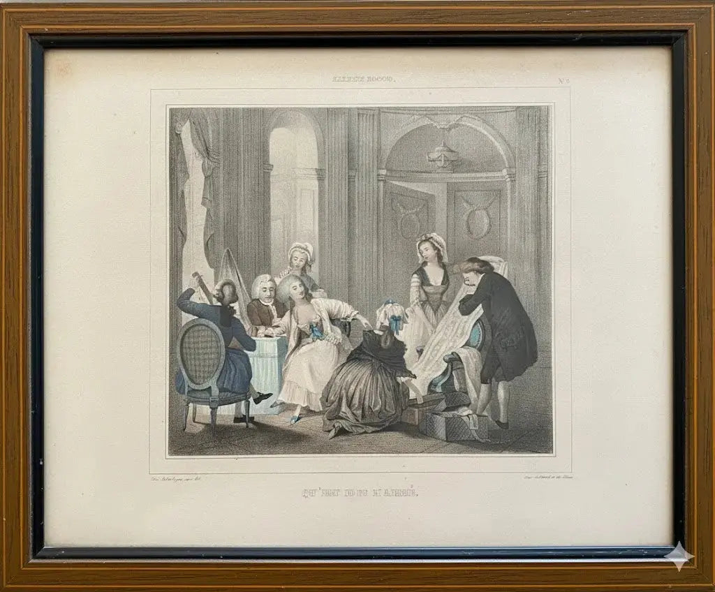 Gravure Originale Polychrome XIXe "Qu'en dit l'Abbé" Encadrée Numérotée 5 Paris - Antiquités de France