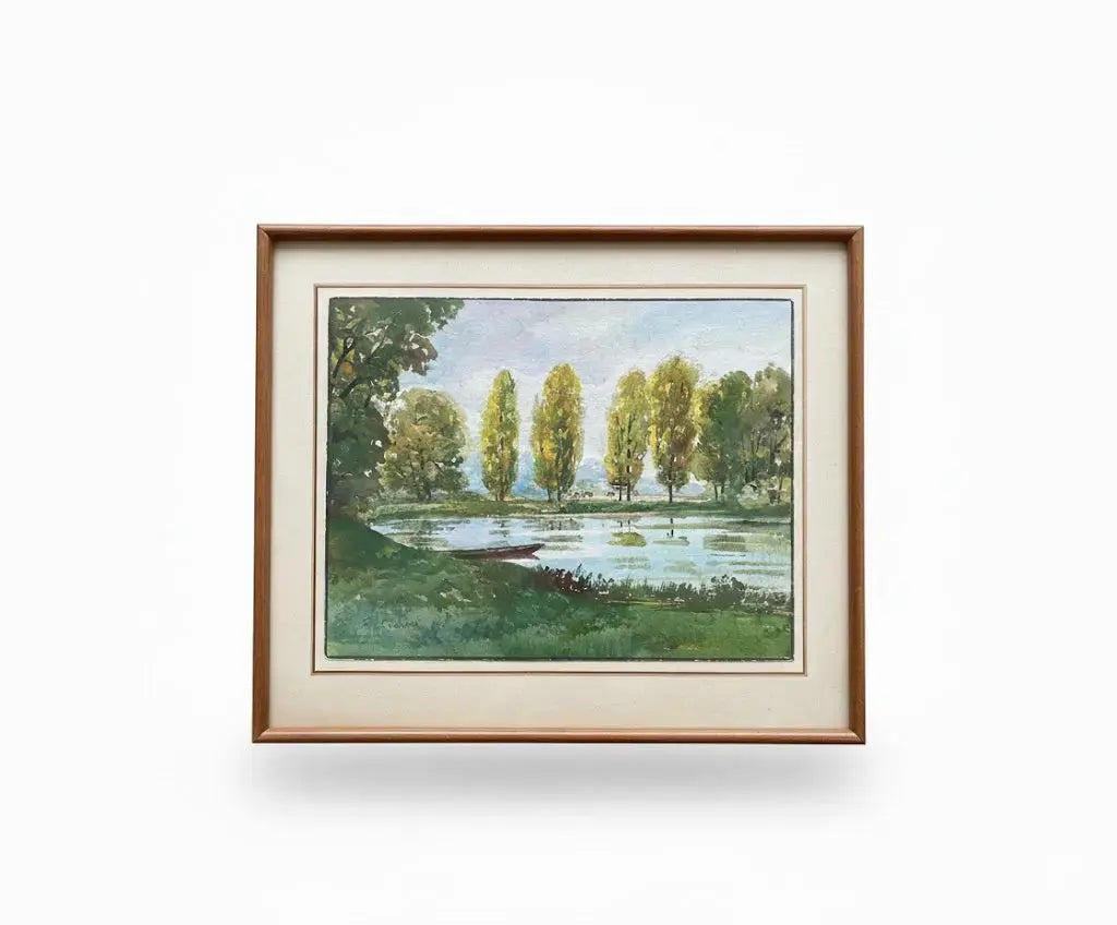 Tableau ancien signé F. Cochard, encadrée sous verre, du début XXème, peinte à l'Aquarelle.-{{shop name}}