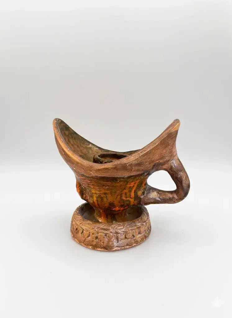 Bougeoir à main ancien, terre cuite, école Italienne Romacréa, des années 60-{{shop name}}