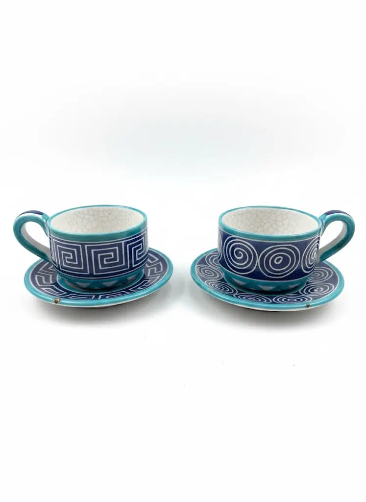 Robert Picault céramique, ensemble tasses , sous tasses et sucrier.-{{shop name}}
