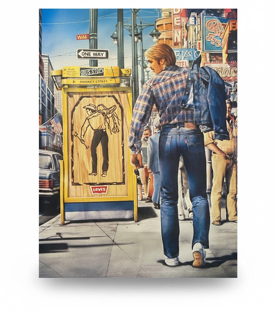 Affiche publicitaire Levi's signée Claude Trouche – Vintage années 80, rare-{{shop name}}