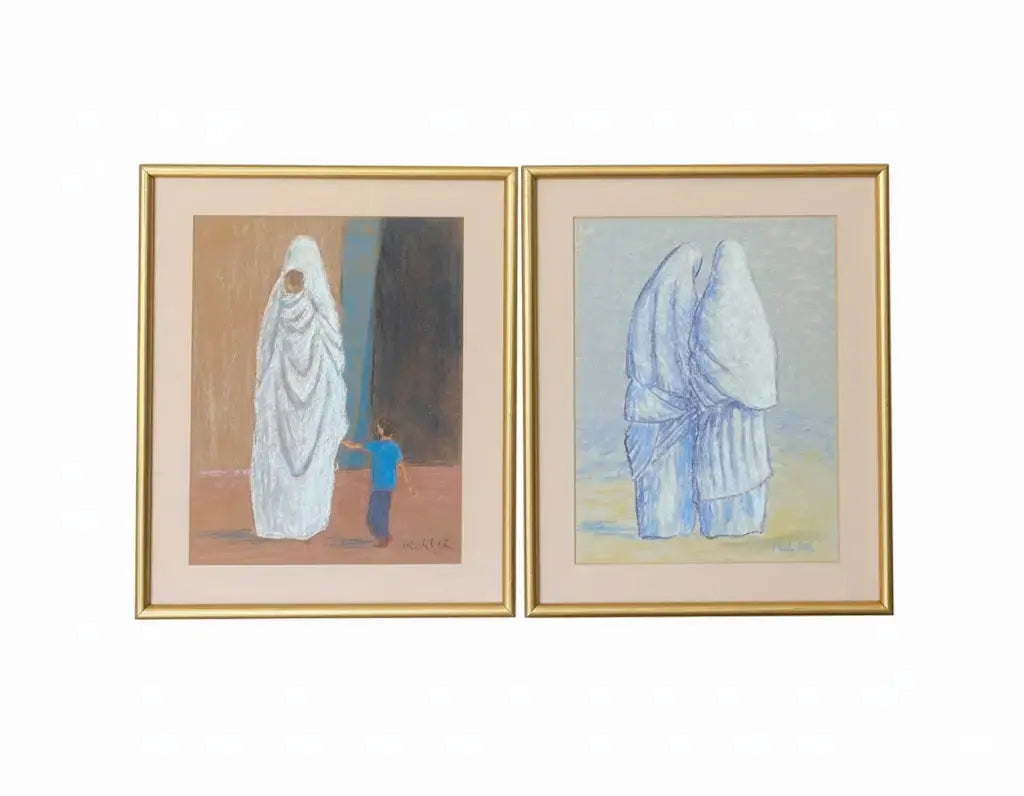 Ecole Orientaliste moderne, paire de pastels. Signées. Encadrées et sous verre. - Antiquités de France