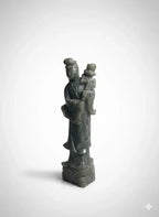 Statuette Chinoise ancienne, sujet en pierre dure verte. Japon, Chine, Asie.-{{shop name}}
