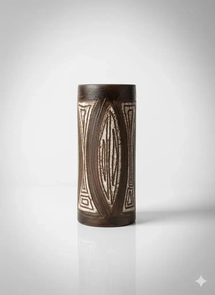 Vase signé Alexandre Kostanda, céramique de Vallauris, années 60, vase rouleau.-{{shop name}}
