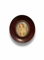 Portrait miniature XIXème – élégante, huile, école française, signé, 6 cm, cadre - Antiquités de France