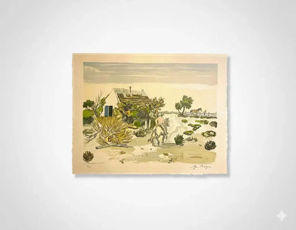 Lithographie signée Yves Brayer, Cabane gardiane, de 1973, numérotée.-{{shop name}}