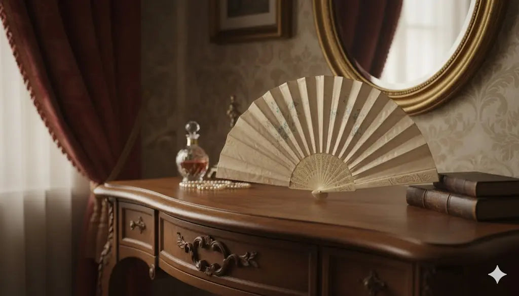 éventail du XIXème siècle au décors japonisant. Belle taille.-{{shop name}}