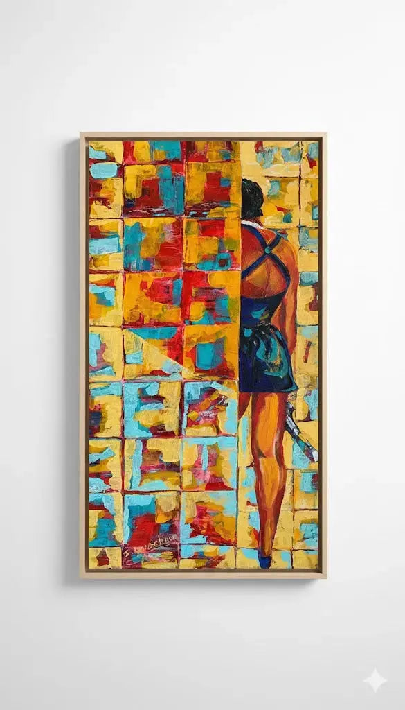 Art contemporain, Huile sur toile signée, inspirée du film Nikita, pièce unique. Par Zély. - Antiquités de France
