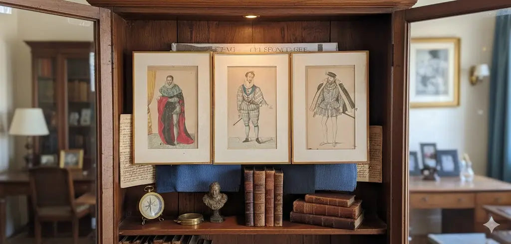 Gravures du XIXème, roi de France, encadrées, sous verre à refixer.-{{shop name}}