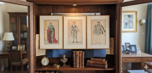 Gravures du XIXème, roi de France, encadrées, sous verre à refixer.-{{shop name}}