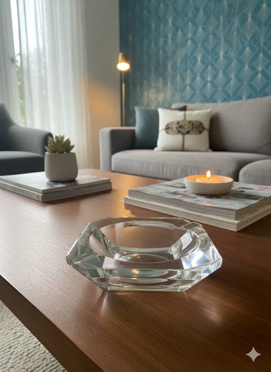 Cendrier en cristal signé Val St Lambert époque Art Déco-{{shop name}}