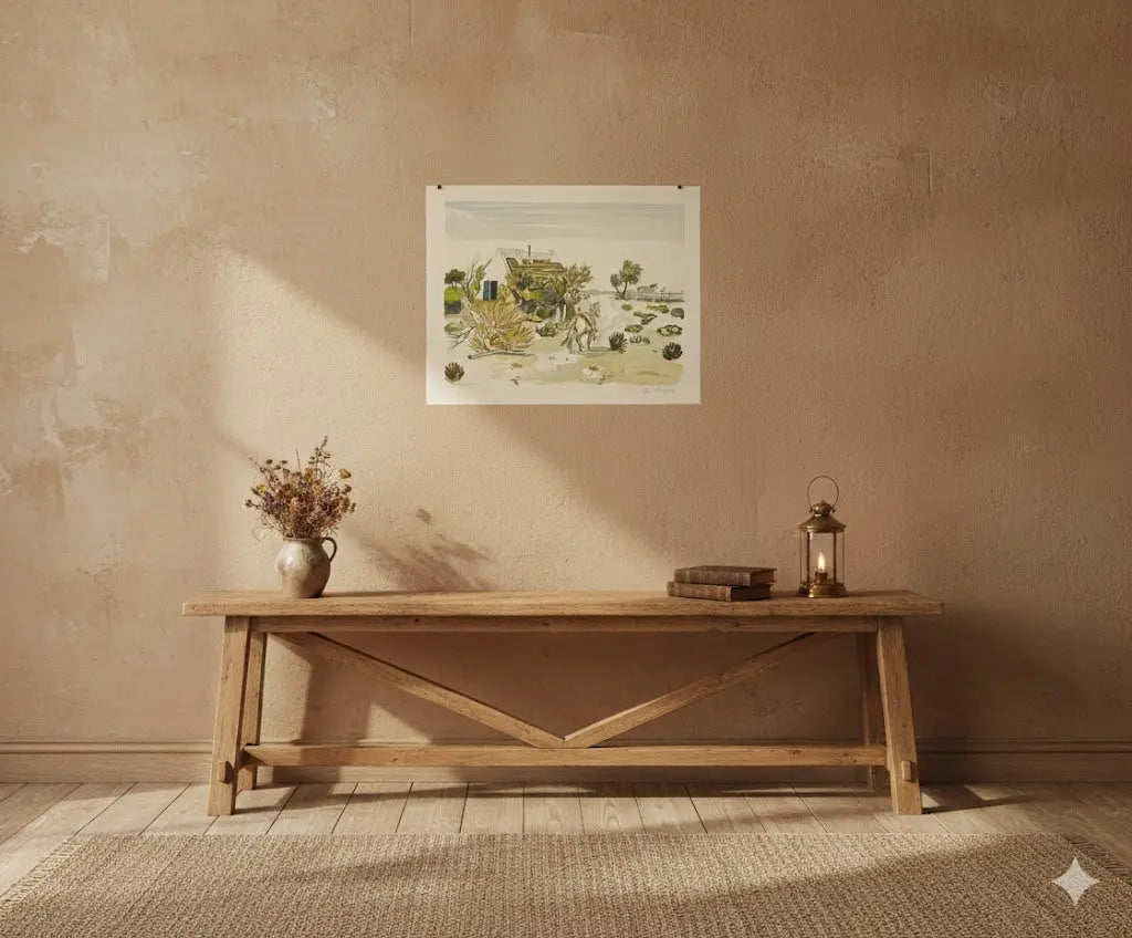 Lithographie signée Yves Brayer, Cabane gardiane, de 1973, numérotée.-{{shop name}}
